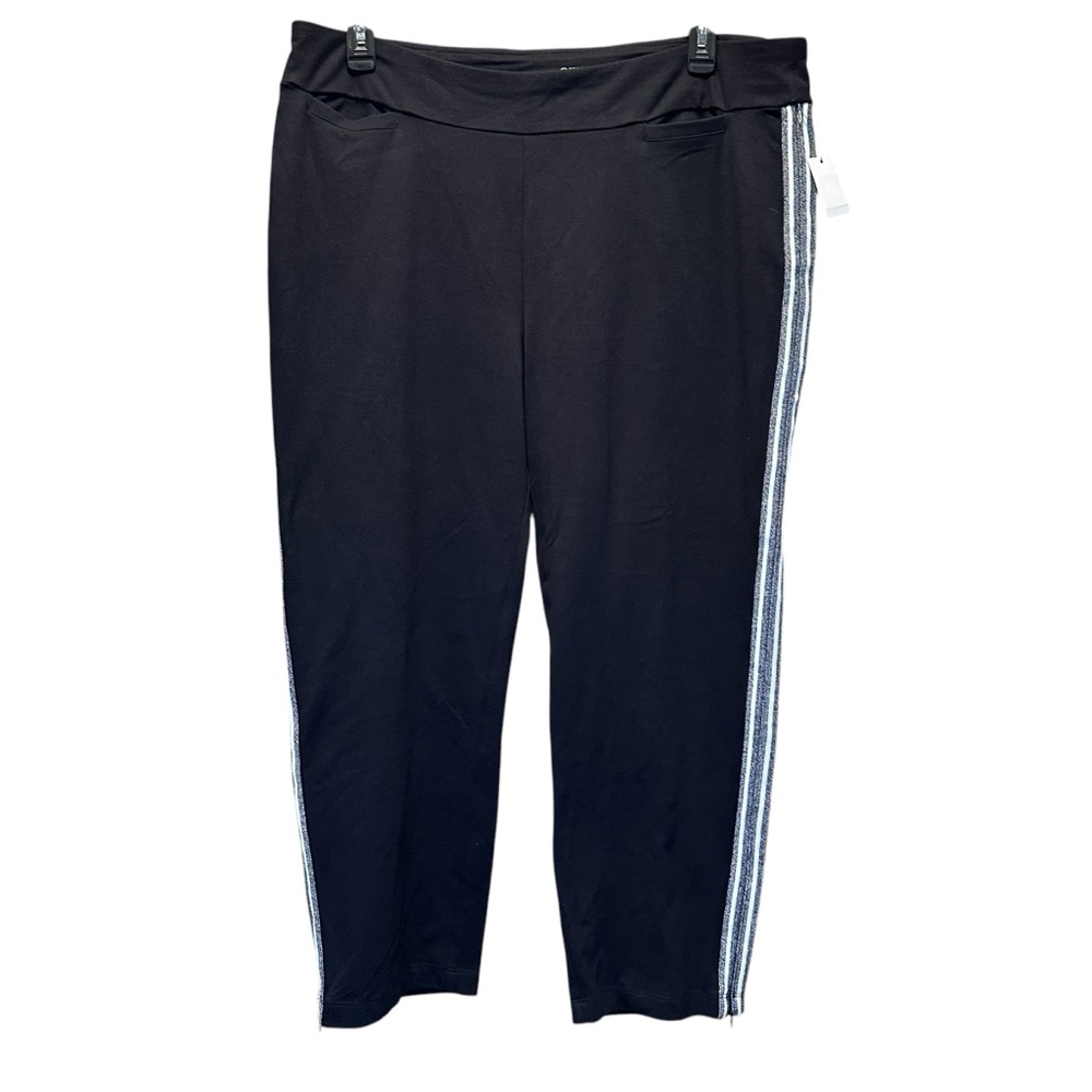 Talbots Oprah Collection Pants 2X Black Stripe Jogger Straight Leg Pockets NWT‎